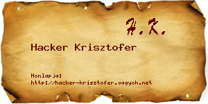 Hacker Krisztofer névjegykártya